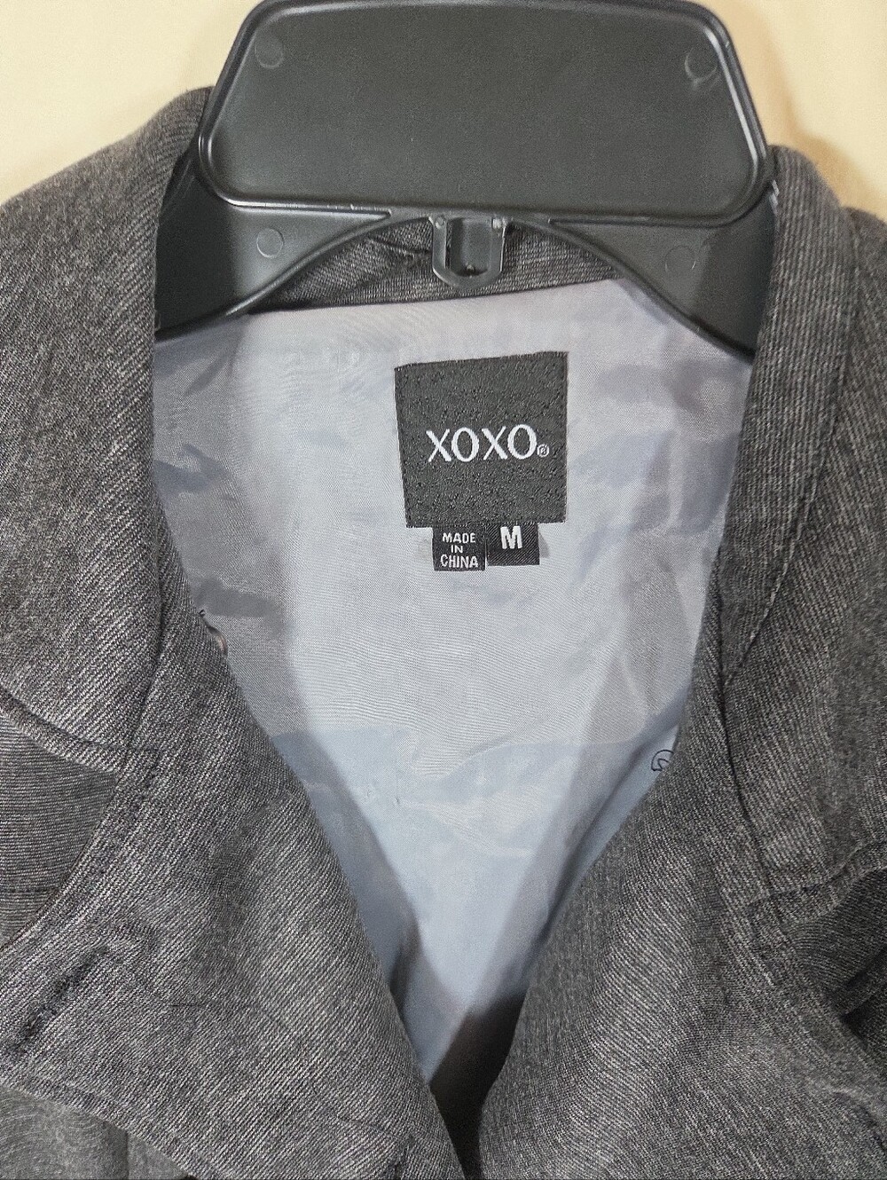 XOXO Women charcoal gray peacoat M double-breasted button closure Dark Academia - Picture 10 of 10